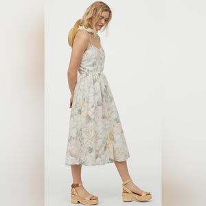 Button down floral sundress with adjustable spaghetti straps